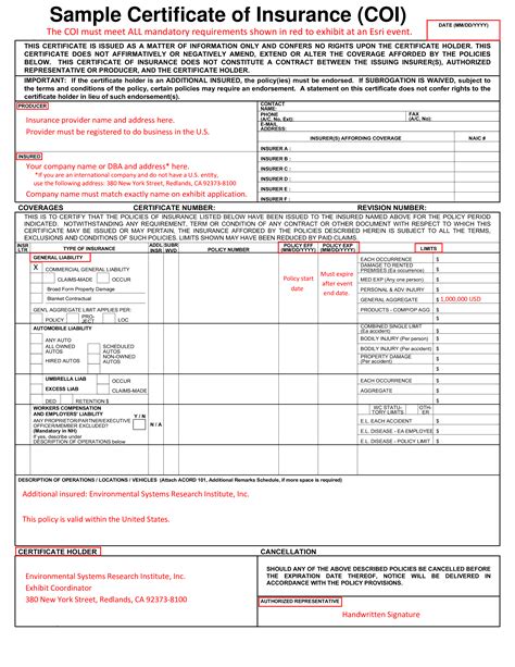 Insurance sertificate - Jul 7, 2023 · Certificate of Workers Compensation Insurance: Its purpose is to prove that the employer has the policy to cover any injuries an employee/worker may sustain on the job. Additionally, the employee cannot sue the business with a COI. This document shows up on an injured employee’s insurance claim. Thus, the employer must give them the ... 